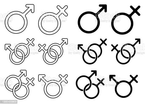 Linear Icon Male And Female Gender Symbols Gender Signs Set Simple