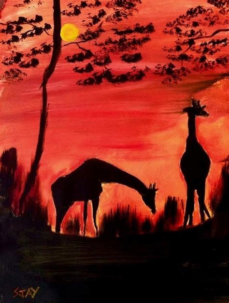 Safari Sunset Painting By Soumya J