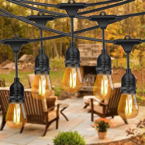 Amabana Outdoor Led String Lights 48ft Waterproof Connectable Patio
