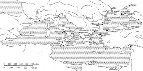 Mapa De La Colonización Griega En Apoikia Entre El 750 Y El 500 Ac