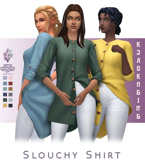 Ts4mm Slouchy Shirt Sims 4 Mods Clothes Sims 4 Clothing Sims Mods