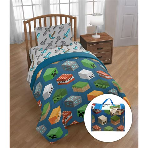 Minecraft Isometric Characters Twin Bed Set With Bonus Tote Kids