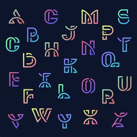 Colorful Retro Alphabets Vector Set Download Free Vectors Clipart