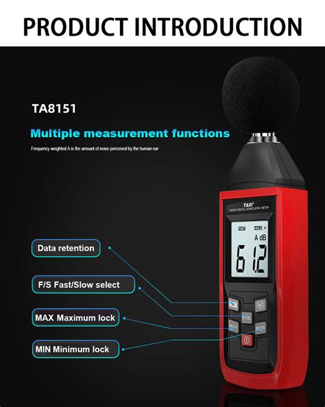 Tasi Ta8151 Digital Sound Level Meter 30~130db Decibel Meter Logger