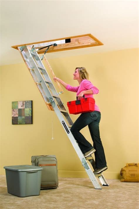 Folding Attic Access Pull Down Steps Ladder Aluminum Loft Door Storage