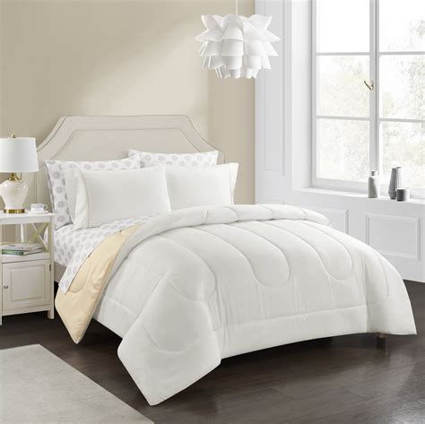 Casa Solid Reversible Piece White Comforter Set With Bonus Sheets King Walmart Com