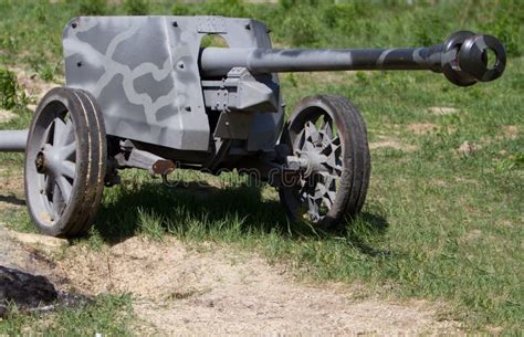 Old German Cannon Standing On The Field Stock Image Image Of