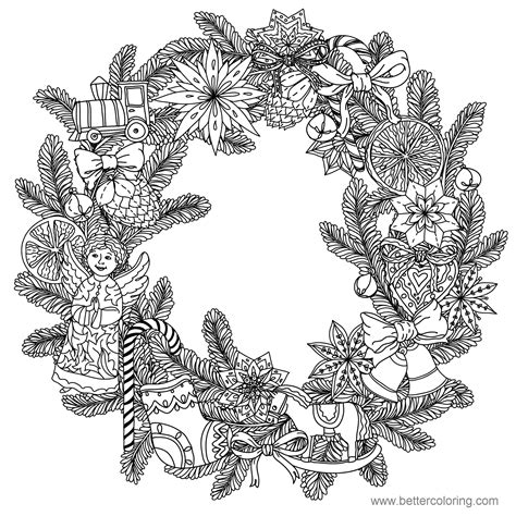 Cheer your child this holiday season with christmas coloring sheets. Detailed Christmas Wreath Coloring Pages - Free Printable Coloring Pages