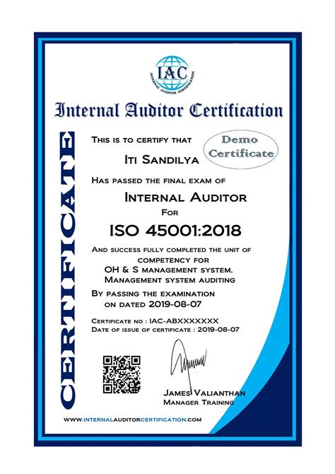 ISO 45001:2018 IA Quiz with Certificate - Internal Auditor Certification