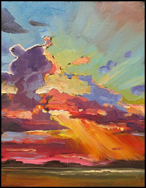 W HAWKINS Red Abstract Clouds Landscape Impressionism Art Oil Painting ...
