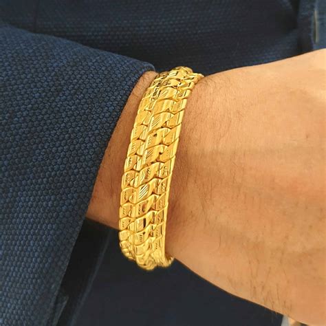 Buy 22k Wide Gold Mens Bracelet 65g Om Jewellers