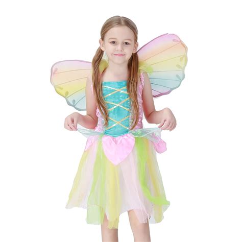 Cute Little Girls Rainbow Fairy Fantasias Cosplay Costumes Fairy Tales