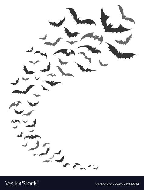 Bats Swarm Vector Dark Bats Silhouettes Swirl Flying For Nocturnal