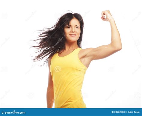 Young Sporty Woman Flexing Her Biceps Stock Photo Image Of Fitness