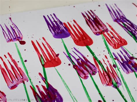 Flower Fork Painting For Kids Messy Little Monster