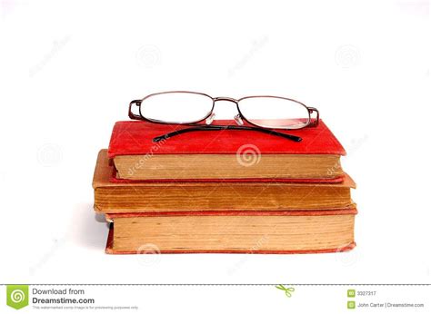 A Pair Of Glasses And Some Book On A White White Background Stock