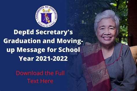 Deped Secretary Graduation And Moving Up Message For School Year 2021 2022