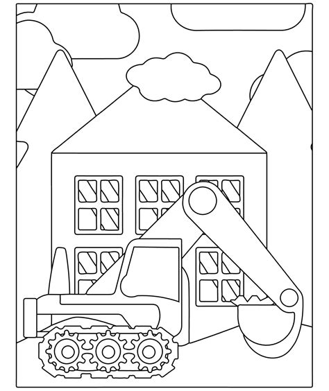 Coloring Page Of Cartoon Construction Vehicles Coloring Book For