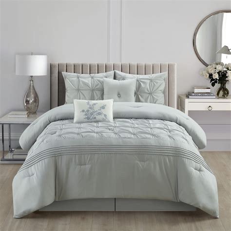 Lanco Vina Geometric 6 Piece Comforter Set Grey Bed Size King Fill