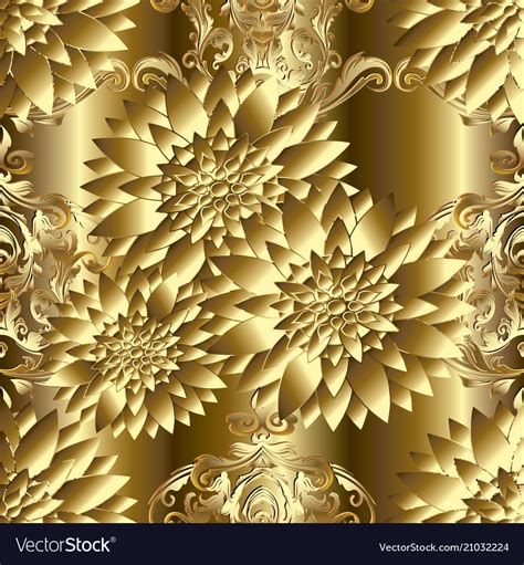 Floral Gold Seamless Pattern Abstract Gold Vector Image
