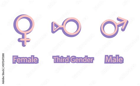 Vector Illustration Set Of Gender Symbols Male Female And Third Sex