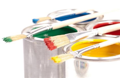 Paint Brushes And Cans Stock Image Image Of Guide Isolated 25383369
