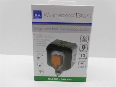 Bg Storm 13 Amp Single Double Weatherproof Ip66 Sockets Switched Rcd