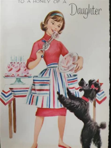 Vintage Birthday Card 1960s 13 Images Mod Girl In Pink Dress Bathing