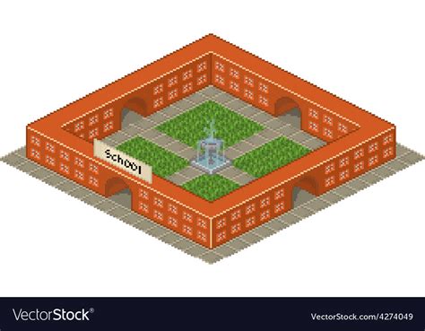 Pixel Art School Building Icon Royalty Free Vector Image