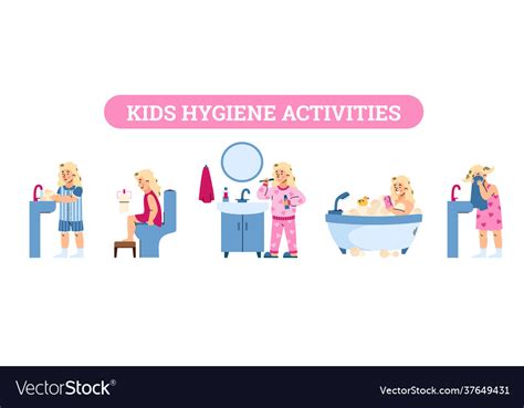 Banner With Set Daily Health And Hygiene Vector Image