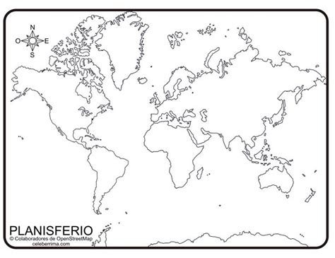 Planisferio Sin Nombres Y Sin División Política Para Colorear E