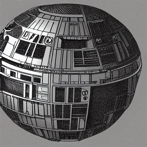 Axonometric Cutaway Drawing Of The Death Star Stable Diffusion