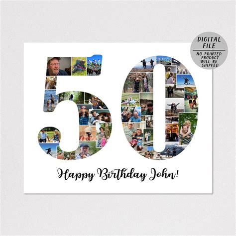 50th Birthday Photo Collage 50 Year Photo Collage Number 50 Etsy Birthday Photo Collage