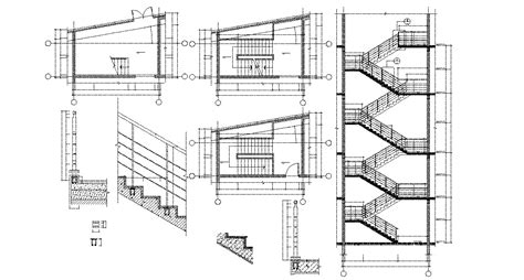 Rcc Staircase Section And Plan Autocad Drawing Cadbull