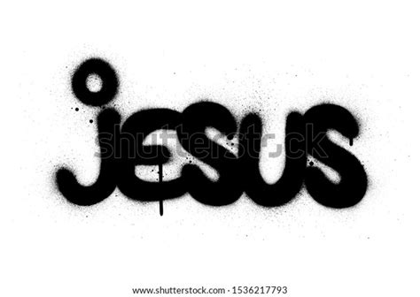 Graffiti Jesus Word Sprayed Black Over 库存矢量图（免版税）1536217793