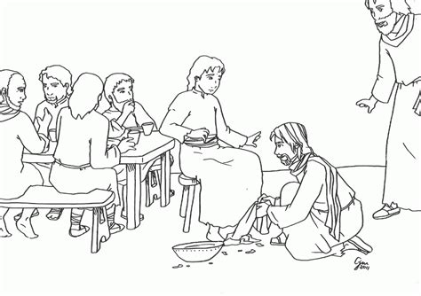 Jesus Washes Disciples Feet Coloring Page Coloring Nation Pages