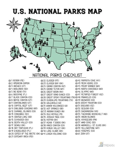 Your Printable Us National Parks Map With All 61 Parks Are You