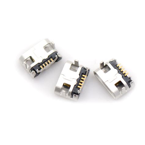 10pcs Micro Usb Data Type B Female 4legs 5pin Smt Smd Socket Dip