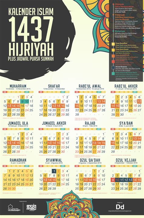 Kalender 1437 Hijriyah Gratis Download Design Dakwah
