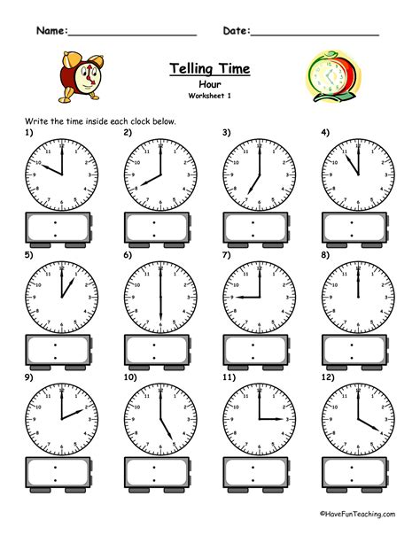 Printable Worksheets For Telling Time