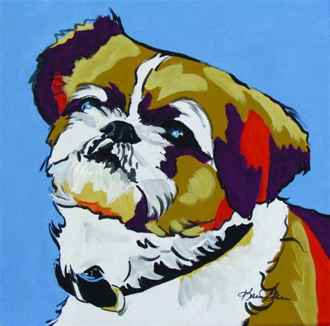 Shih Tzu Custom Pet Portrait Shih Tzu Canvas Print Dog Art By Karren