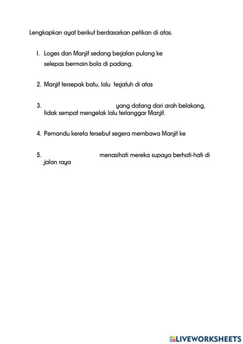 Bahasa Melayu Komunikasi Pendidikan Khas Tingkatan 1 Worksheet