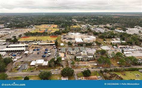 Aerial Far Orbit Of The Leon County Jail Tallahassee Fl Stock Footage