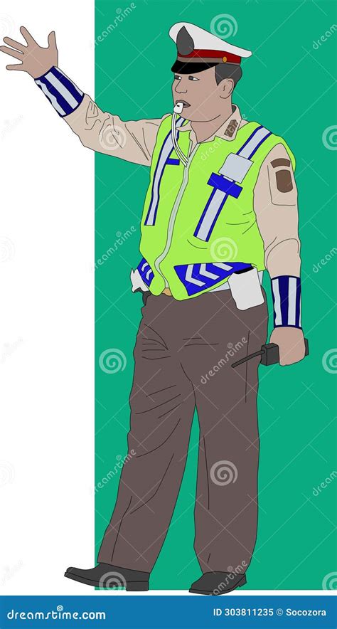 Policeman Managing Traffic Control Stock Illustration Illustration Of