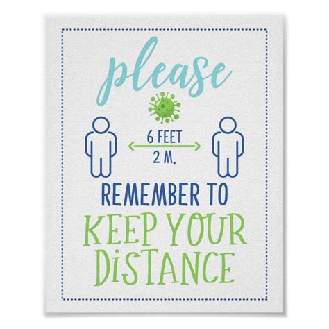 Keep Your Distance Poster Zazzle In 2022 School Signs Custom