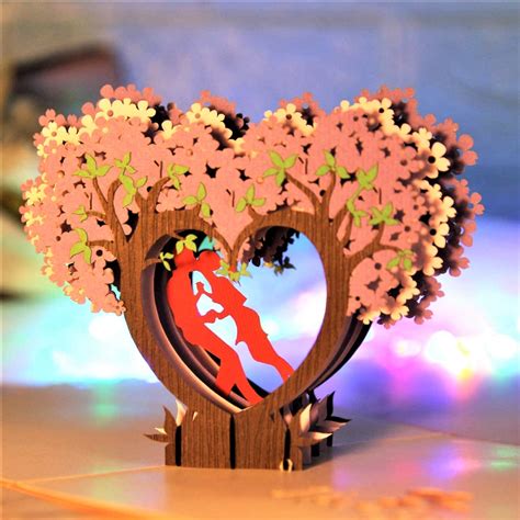 Buy Cute Popup 3d Kissing Couple On Purple Heart Wisteria Card Romantic 1st Wedding