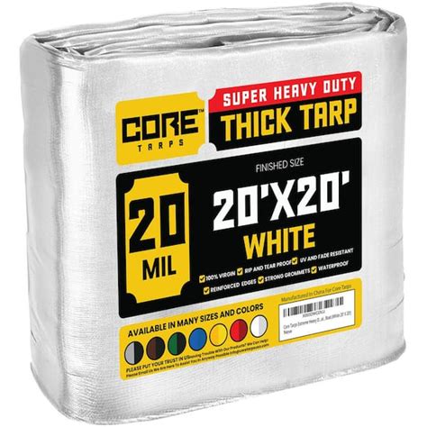 Core Tarps 20 Ft X 20 Ft White 20 Mil Heavy Duty Polyethylene Tarp