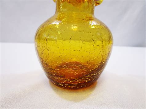 Vintage Amber Crackle Glass Vase Hand Blown Bud Vase Etsy M Xico