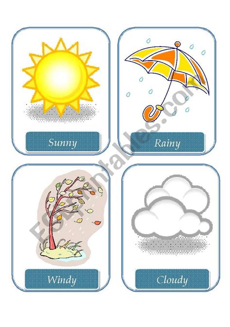 Weather Flashcards Esl Worksheet By Frosty