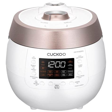 Cuckoo 6 Cup White Heating Twin Pressure Rice Cooker CRP RT0609FW The